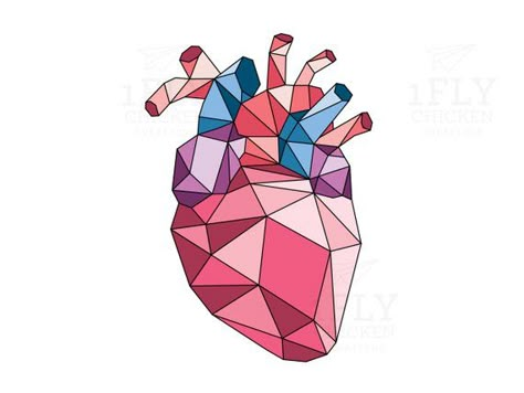 Geometric Anatomical Heart, Quadrilateral Art Design, Aesthetic Geometric Art, Modern Shape Art, Heart Painting Abstract, Modulation Art, Art Using Shapes, Art With Shapes, Heart Design Art