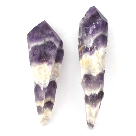 Chevron amethyst points are striking crystals known for their distinctive banded patterns of deep purple amethyst and white quartz. These unique formations create a beautiful contrast, making them a favorite among collectors and crystal enthusiasts alike.  Metaphysically, chevron amethyst is believed to enhance spiritual growth, promote intuition, and provide clarity in decision-making.  https://www.hwhcrystals.com.au/chevron-amethyst-points~41041 Teal Candles, Twist Jewelry, Blue Aura, Stone Engraving, Chevron Amethyst, Clear Quartz Point, Quartz Geode, Amethyst Point, Crystal Tree