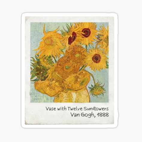 Vincent Van Gogh "Vase with Twelve Sunflowers" • Millions of unique designs by independent artists. Find your thing. Vase With Twelve Sunflowers, Van Gogh Sunflowers, Cute Laptop Stickers, Arte Van Gogh, Stickers Kawaii, Scrapbook Stickers Printable, Van Gogh Paintings, Sunflower Art, Bullet Journal Stickers