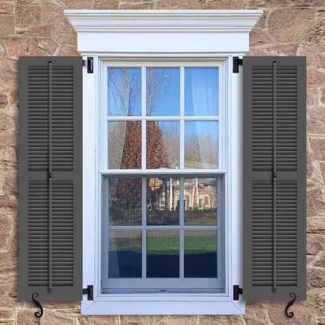 Window Shutters Diy, Wood Shutters Exterior, Window Shutters Exterior, Outdoor Shutters, Shutter Colors, Interior Window Shutters, Exterior Window, Shutter Designs, House Shutters