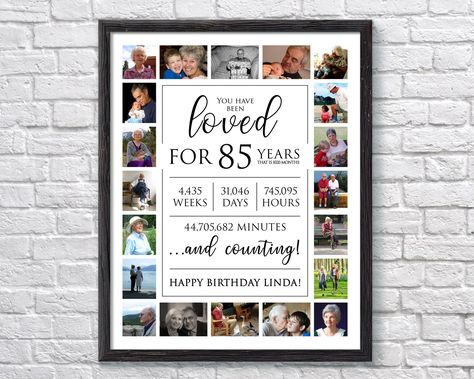 You Have Been Loved For 85 Years, 85th Birthday Photo Collage, 85th Birthday Sign, Birthday Party Sign, Birthday Gift Sign by PosterCollageByAlex on Etsy 70 Birthday Gift Ideas For Men, Birthday Photo Collage, Collage Foto, 85th Birthday, Photo Collages, 80th Birthday Gifts, 75th Birthday, 70th Birthday Gifts, Birthday Frames