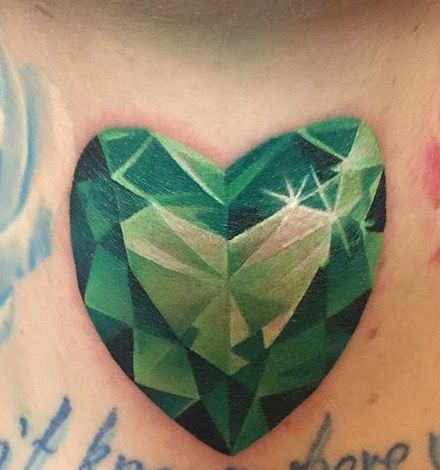 Emerald tattoo Cherry Bomb Tattoo, Emerald Tattoo, Black Tattoo Ideas, Mystical Tattoos, Small Heart Tattoos, Birthday Tattoo, Tattoo Color, Spooky Tattoos, Black Tattoo