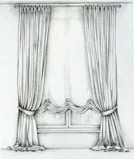 Bangs Art Drawing, Curtain Sketch, Odyssey Art, Charcoal Curtains, Art Deco Curtains, Curtain Drawing, Curtains Pictures, Shading Drawing, Window Drawing