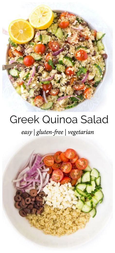 Greek Quinoa, Greek Quinoa Salad, Healthy Weeknight Meals, Quinoa Salad Recipes, Cucumber Recipes Salad, Quinoa Recipes, Greek Salad, Caesar Salad, Quinoa Salad