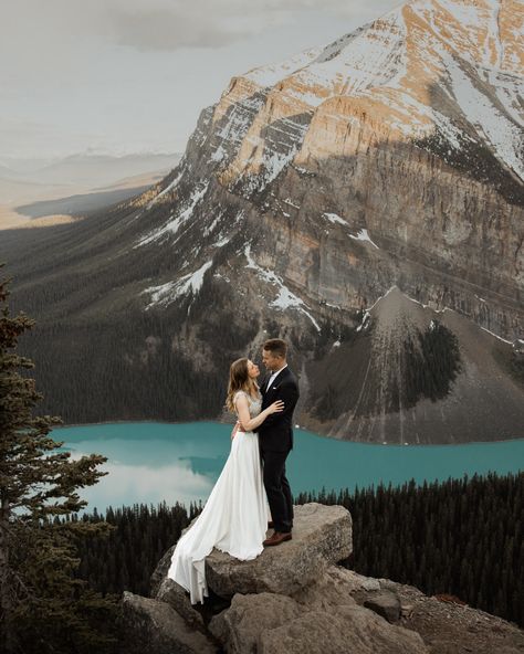 Banff Elopement Photographers | Bec Kilpatrick & Andrew Pavlidis (@willowandwolfweddings) • Instagram photos and videos Lake Louise Wedding, Glacier Elopement, Canmore Wedding, Peyto Lake, Best Portrait Photographers, Mountain Wedding Invitations, Banff Wedding, Wedding Lake, Wedding Adventure