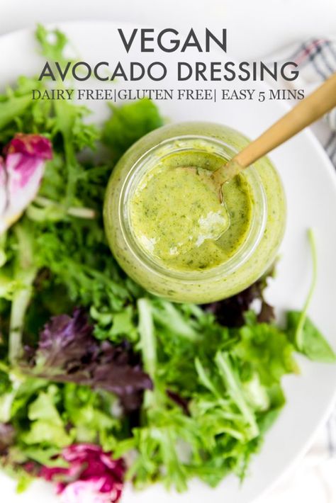 Vegan Avocado Dressing - Make It Dairy Free Raw Vegan Avocado Dressing, Alkaline Vegan Salad Dressing, Dairy Free Avocado Dressing, Avocado Dressing Recipe Vegan, Daniel Fast Dressing Recipes, Alkaline Sauce Recipes, Alkaline Dressing Recipes, Alkaline Dressing, Alkaline Sauces