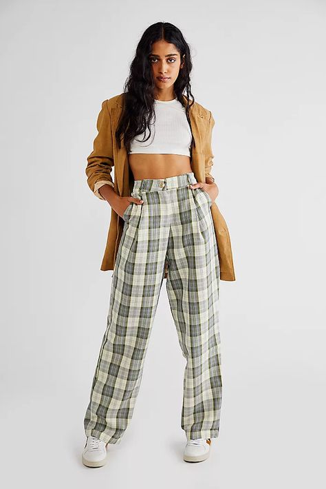 Women's Clothing: Dresses, Tops, Jeans & More | Free People Tie Waist Pants, Checked Trousers, Wide Trousers, Slim Trousers, Motel Rocks, Tailored Design, Trouser Pants Women, Jumpsuit Trousers, Hottest Fashion Trends