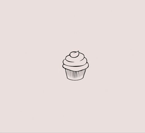 Cupcake Outline Tattoo, Simple Cupcake Tattoo, Mini Cupcake Tattoo, Mini Cake Tattoo, Fine Line Cupcake Tattoo, Tiny Cupcake Tattoo, Cupcake Drawing Aesthetic, Cake Icon Aesthetic, Cupcake Drawing Easy