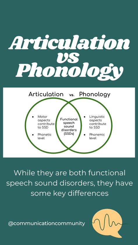 Articulation refers to the motor aspect of speech sound development whereas phonology refers to the linguistic aspect of speech sound development. Sometimes it is hard to distinguish whether someone's speech sound errors are because of motor or linguistic difficulties - and that is because sometimes it is both! Find more information about these topics, effective goals, and therapy activities on our site! Phonology Linguistics, Speech Therapy Activities Preschool, Childhood Apraxia Of Speech, Speech Language Activities, Activities Preschool, What Is The Difference Between, Speech Therapy Activities, Language Activities, Therapy Activities