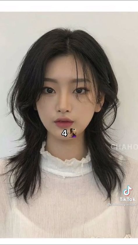 Octopus Haircut Long Hair Korean, Asian Wolfcut Woman Medium, Very Light Bangs, Hushcut With Bangs, Korean Medium Length Hair, Hushcut Hair Long, Jellyfish Haircut No Bangs, Hush Cut For Round Face, Hushcut Medium Hair