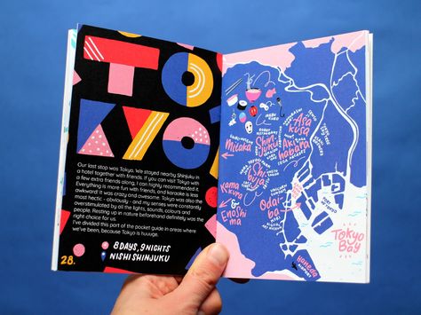 Japan Pocket guide by Lienke Raben on Dribbble Travel Guide Book Design, Guidebook Design, City Guide Design, Travel Guide Book, Publication Design, Book Design Layout, Book Layout, Illustration Graphic Design, Map Design