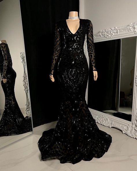 Mermaid Evening Gown Long Sleeve, Black Long Sleeve Prom Dress, Prom Dresses Long Black, Black Mermaid Prom Dress, Black Sparkly Dress, Evening Dress Long, Mermaid Evening Dress, Gorgeous Prom Dresses, Prom Dresses Long Mermaid