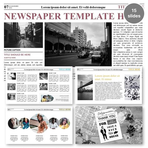 News Ppt Template, Newspaper Slide Template, Newspaper Presentation, Newspaper Powerpoint, News Presentation, Presentation Design Ideas, Formal Presentation, Powerpoint Designs, Newspaper Design Layout