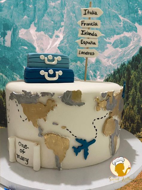 Sweet Kellen - Travel the world theme cake 🧳 ✈️ 🗺️... Map Cake, Travel Cake, 19th Birthday, Theme Cake, Happy B Day, Travel The World, Travel Themes, Cakes And More, Themed Cakes