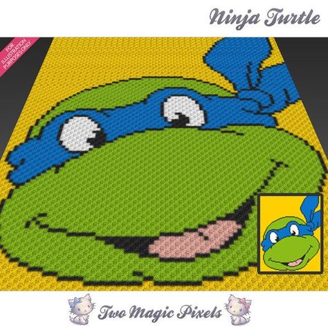 Ninja Turtle crochet blanket pattern; knitting, cross stitch graph; pdf download; leonardo; no written counts or row-by-row instructions by TwoMagicPixels, $2.84 USD Turtle Crochet Blanket, Ninja Turtle Crochet, Blanket Pattern Knitting, Crochet Ninja Turtle, Two Magic Pixels, Turtle Blanket, Sc Crochet, Turtle Crochet, Cross Stitch Knitting