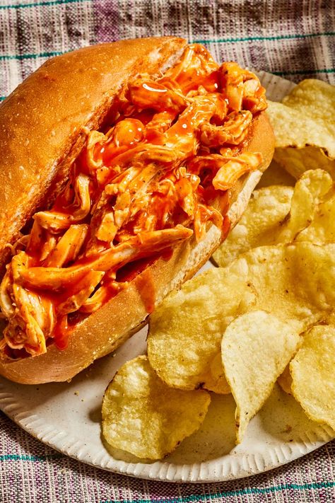 Slow Cooker Buffalo Chicken Sandwiches Spicy Sandwich, Today Recipes, Slow Cooker Buffalo Chicken, Italian Chicken Crockpot, Crockpot Buffalo Chicken, Card Night, Balanced Eating, Buffalo Chicken Recipes, Buffalo Chicken Sandwiches