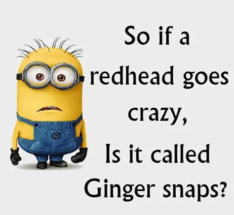 Redhead  a ginger snap?? Redhead Quotes, Image Meme, Minions Humor, Funny Minion Memes, Minion Pictures, Minion Jokes, Minions Love, A Minion, Minion Quotes