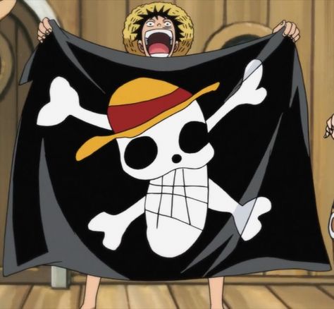 Luffy's attempt to draw the Straw-Hat logo on a flag. The Story, Flag, One Piece