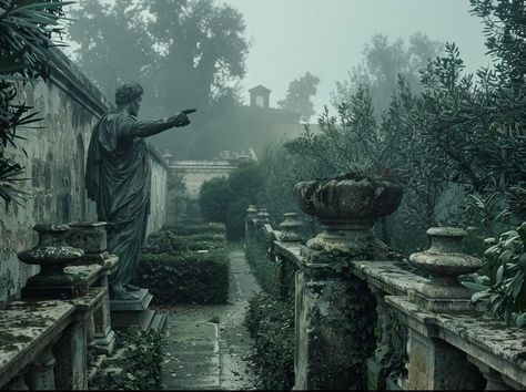 Creepy Garden, Goth Architecture, Apocalypse Landscape, Mansion Aesthetic, Gothic Mansion, Goth Garden, Fantasy Garden, Gothic Castle, Garden Aesthetic