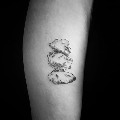 Rock Tattoo Ideas Stones, Rock Stack Tattoo, Rock Bottom Tattoo, Cribbage Tattoo, Rocks Tattoo Stone, Rock Tattoo Nature, Stone Tattoo Ideas, Pebble Tattoo, Cairn Tattoo