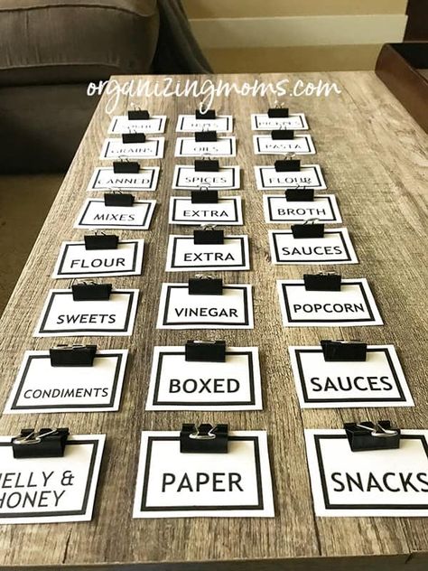 Storage Bin Label Clips, Pantry Bin Labels, Storage Bin Labels Printable, Storage Bin Label Ideas, Organizing Labels Printable Free, Basket Labels Diy, Pantry Jar Labels, Cabinet Labels Kitchen, Shelf Labeling Ideas