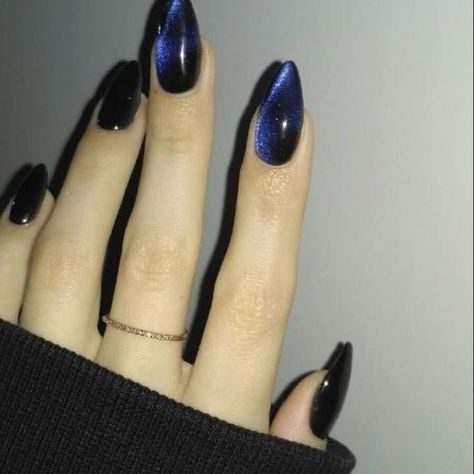 Blue Cat Eye Nails, Blue Cat Eye, Navy Blue Nails, Eye Nails, Nail Tattoo, Cat Eye Nails, Blue Cat, Funky Nails, Nail Art Inspiration