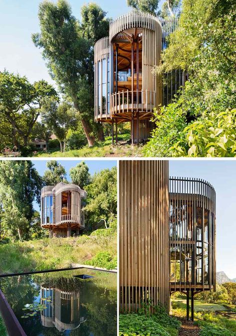 Wood & Metal Treehouse Is a Modern Gem Nestled Among the Trees Tree House Bedroom, Tree House Interior, Modern Tree House, Tree House Plans, Tree House Diy, House Tree, Tree House Kids, Cool Tree Houses, Tree House Designs