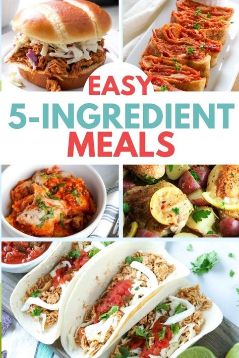 These 5 ingredient meals will make planning your dinners a breeze! We've got a 5 ingredient recipe for every day of the week! Easy Healthy 5 Ingredient Meals, 5 Ingredient 30 Minute Meals, 5 Ingredient Or Less Recipes Dinner Ground Beef, 5 Ingredient Meals Healthy, Limited Ingredient Dinner, 5 Ingredient Meal Prep, 5 Ingredient Or Less Recipes Lunch, Less Than 5 Ingredient Meals, Low Ingredient Recipes Dinner