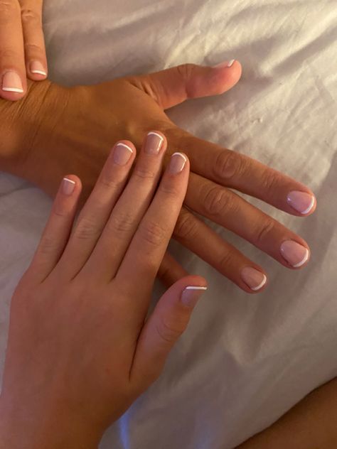 beautiful gel french tips , no extensions ,just natural nails🫧 Clear Gel French Tip, French Tip With Natural Nails, Gel French On Natural Nails, Gel Nails Ideas No Acrylic, French Tips Regular Nails, Simple Gel French Tips, French Tips Normal Nails, French Tips On Natural Nails Short, Natural Nail French Tip Gel