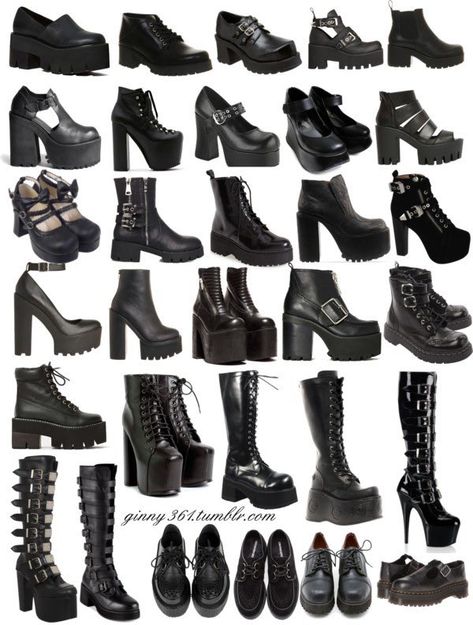 Egirl Fashion, Goth Shoes, Goth Outfit, Gothic Shoes, Aesthetic Grunge Outfit, Aesthetic Shoes, Goth Outfits, Pretty Shoes, Edgy Outfits