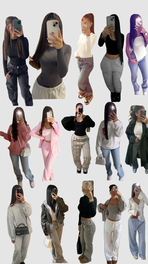 Going For A Walk Outfit, Outfit Fete, Pantalon Noir Outfit, Outfit Trends 2025, Outfit Ideas Joggers, Outfits For Christmas Eve, Air Forces Outfits, Outfit Anniversaire, Pink Jumper Outfit