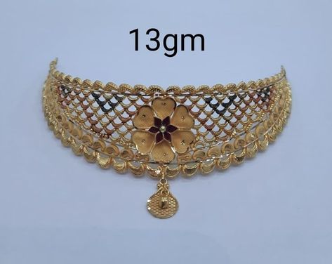 Chokar Gold Set, 16grams Gold Necklace Designs, 20 Grams Gold Choker Designs, 16 Grams Gold Necklace Designs, Chokar Design Jewelry In Gold, Gold Choker Necklace Set, Choker Set Gold, Indian Gold Necklace Designs, Indian Gold Necklace