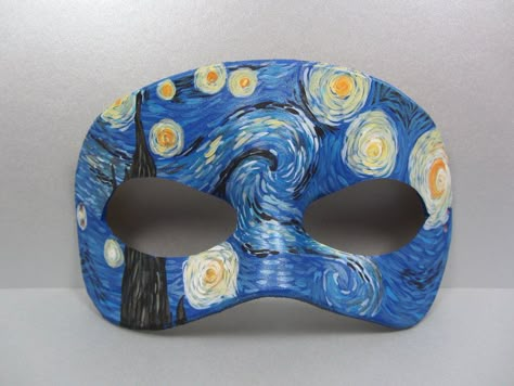 Starry Night Masquerade, Starry Night Costume, Mask Painting Ideas, Unusual Halloween Costumes, Lip Logo, Ceramic Mask, Art Therapy Projects, Night Mask, Mask Painting