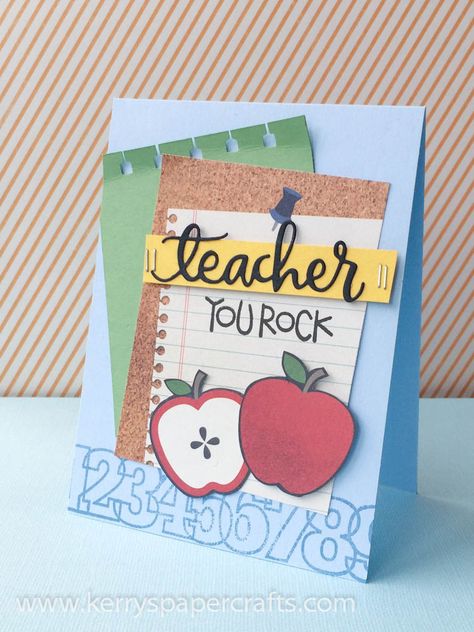 Teacher You Rock - Scrapbook.com - Made with Paper Smooches Stamps. Teachers Day Scrapbook, Friendship Cards Diy, Cards Teacher, Teachers Day Greetings, Friendship Presents, Teacher Appreciation Gifts Diy, Teachers Day Card, Teacher Appreciation Cards, Teacher Thank You Cards