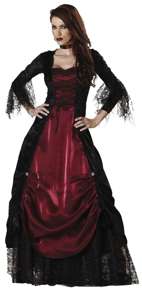 Gothic vampire costume for women #Halloween Victorian Vampire Costume, Gothic Vampire Costume, Gothic Halloween Costumes, Vampire Halloween Costume, Vampire Costumes, Gothic Costume, Gothic Wedding Dress, Vampire Costume, Party Kleidung