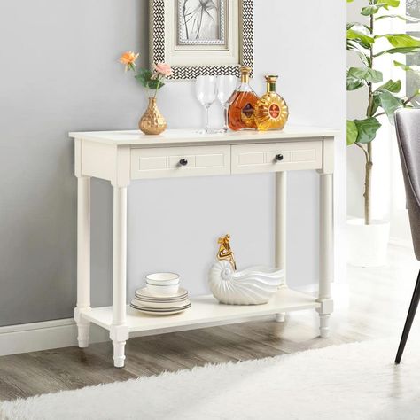 Kopokd Versatile 2-Tier Console Table with Drawers and Storage Shelves for Living Room and Entryway Sofa Table Behind Couch Cream White Finish - Practical and Stylish Living Room Furniture (As an Amazon Associate I earn from qualifying purchases) Table Behind Sofa, Console Table Behind Sofa, Entryway Sofa, Behind Sofa, Entryway Table Modern, Sofa Table With Storage, Entry Console Table, Couch For Living Room, Console Table With Drawers