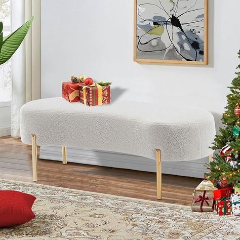 Amazon.com: ALISH Upholstered Bench Modern Ottoman Bench Bed Bench Entryway Bench with Gold Legs for Living Room, Bedroom White : Home & Kitchen Entryway Functional, Modern Ottoman Bench, Bench Bed, Bench Entryway, Fabric Bench, Bedroom White, Modern Ottoman, Soft Modern, Bed Bench