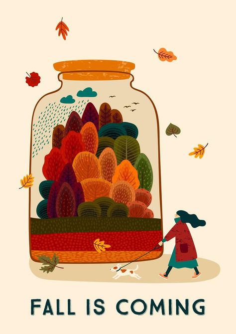 Woman And Dog, Fall Illustration, Autumn Is Coming, Starbucks Reserve, Fall Is Coming, Winter Illustration, Autumn Illustration, Dog Vector, Fall Watercolor