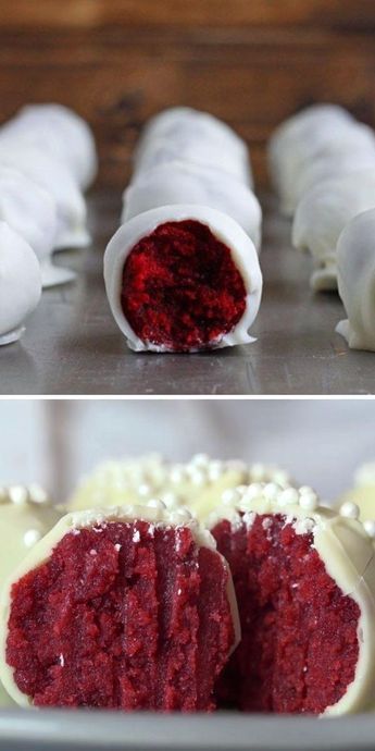 Baking Cookies Recipes, Red Velvet Cake Pops Recipe, Red Velvet Truffles, Truffle Recipe Easy, Red Velvet Cake Pops, Cake Ball Recipes, Homemade Truffles, Dessert Truffles, Dessert For Two