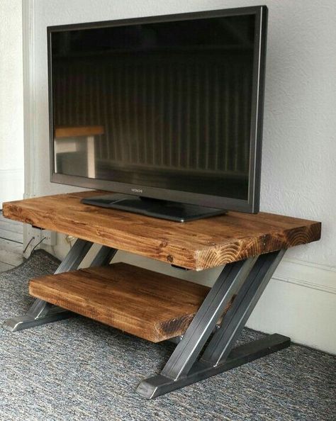 Rustic Furniture Design, Industrial Tv Stand, Oak Tv Stand, Welded Furniture, Welding Ideas, Industrial Design Furniture, Vintage Industrial Furniture, Cottage Furniture, Metal Projects