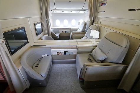 The Top 10 Most Luxurious First Class Airline Cabins First Class Flight Aesthetic, Best First Class Airline, Flight Aesthetic, First Class Plane, Airline Interiors, First Class Airline, First Class Flight, Jet Interior, Business Class Travel