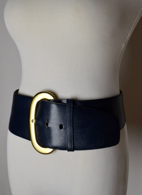 Navy Blue Fashion, Big Belt, 80s Women, 1980's Fashion, 80's Fashion, Blue Belt, Vintage Belt, 1980s Fashion, Vintage Belts