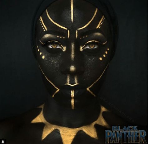 African Face Paint, African Makeup, Black Panther Movie, Afrikaanse Mode, Girl Eyes, Birthday Makeup, The Black Panther, Black Panthers, Dope Makeup