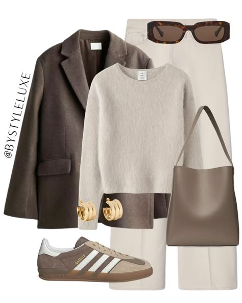 Jewelry Mode Shoes, Winter Typ, Beige Outfit, Jumper Style, Smart Outfit, Blazer Jeans, Brown Outfit, Neutral Outfit, Casual Winter Outfits