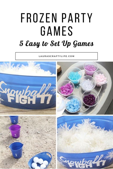 Preparing for a Frozen-themed party? This is your one-stop resource for DIY Disney Frozen party games. Pin the Nose on Olaf, bracelet-making, snowball fight, and more - we've got you covered. Your guests are sure to have a blast! Elsa Games Frozen Birthday Party, Frozen Theme Activities, Cinderella Birthday Party Activities, Pin The Carrot On Olaf, Snow Themed Party Games, Disney Princess Birthday Games, Frozen Party Activities For Kids, Frozen Party Crafts, Elsa Birthday Party Games