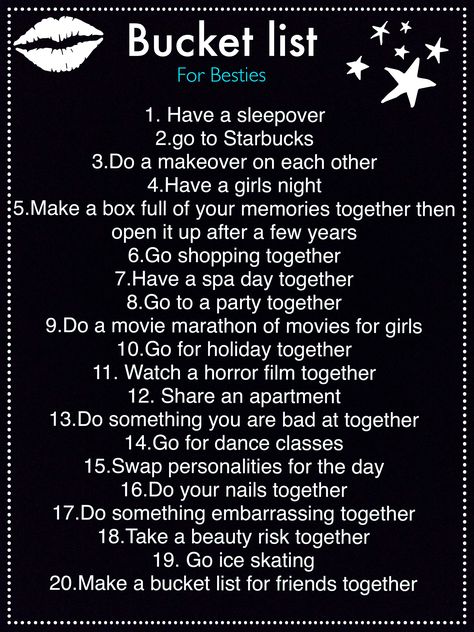 A bucket list I made Friendship Bucket List, Bestie Bucket List, Bff Bucket List, Friend Bucket List, Best Friend Bucket List, Bucket List For Teens, Summer Bucket List Ideas, Date Activities, Finding A Hobby