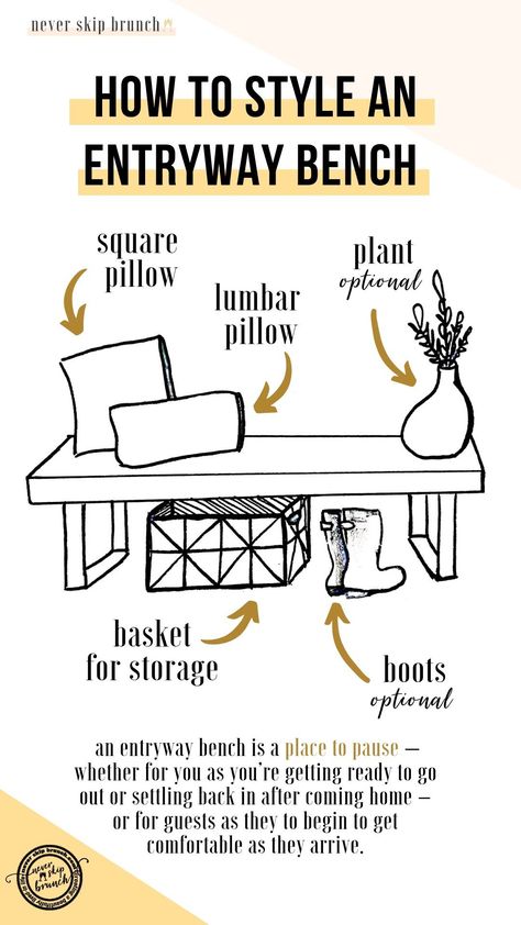 Diy Small Entryway, Entryway Bench Diy, Entryway Bench Decor, Entryway Bench Ideas, Small Entryway Bench, Entrance Bench, Art Deco Style Interior, Diy Entryway Bench, Ideas Entryway