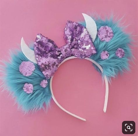 Monster Inc Birthday, Diy Disney Ears, Disney Ears Headband, Disney Diy Crafts, Disneyland Ears, Diy Mickey Ears, Disney Mouse Ears, Disney Headbands, Minnie Ears Headband