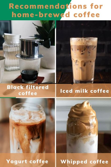 Vietnamese coffee is not only renowned for their coffee beans as input ingredients for coffee drinks, their signature coffee-drinking styles are also popular and loved around the world. Here are the top must-try Vietnamese coffee drinks at home and their how-to-make guidelines. Signature Coffee Drinks, Coffee Drinks At Home, Coffee Yogurt, Drinks At Home, Vietnamese Coffee, Making Coffee, Ice Milk, Coffee At Home, Delicious Coffee