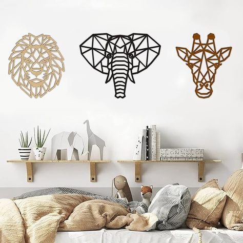 Amazon.com: Animal Wall Art for Modern Living Room 3 Pieces Safari Decor for Bedroom above Bed Jungle Theme Wood Heads of Lion, Elephant, Giraffe Art for Nursery Farmhouse Geometric Décor Wooden Large Colorful : Home & Kitchen Safari Decor Living Room, Safari Bedroom Decor, Bedroom Above Bed, Safari Wall Decor, Nursery Farmhouse, Baby Wall Stickers, Safari Decor, Safari Wall Art, Jungle Decor